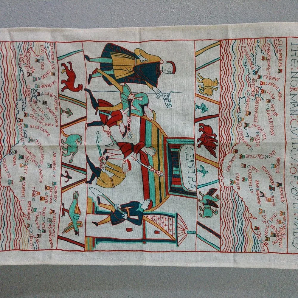 Norman Castles South Wale Linen Cotton Tea Towel England